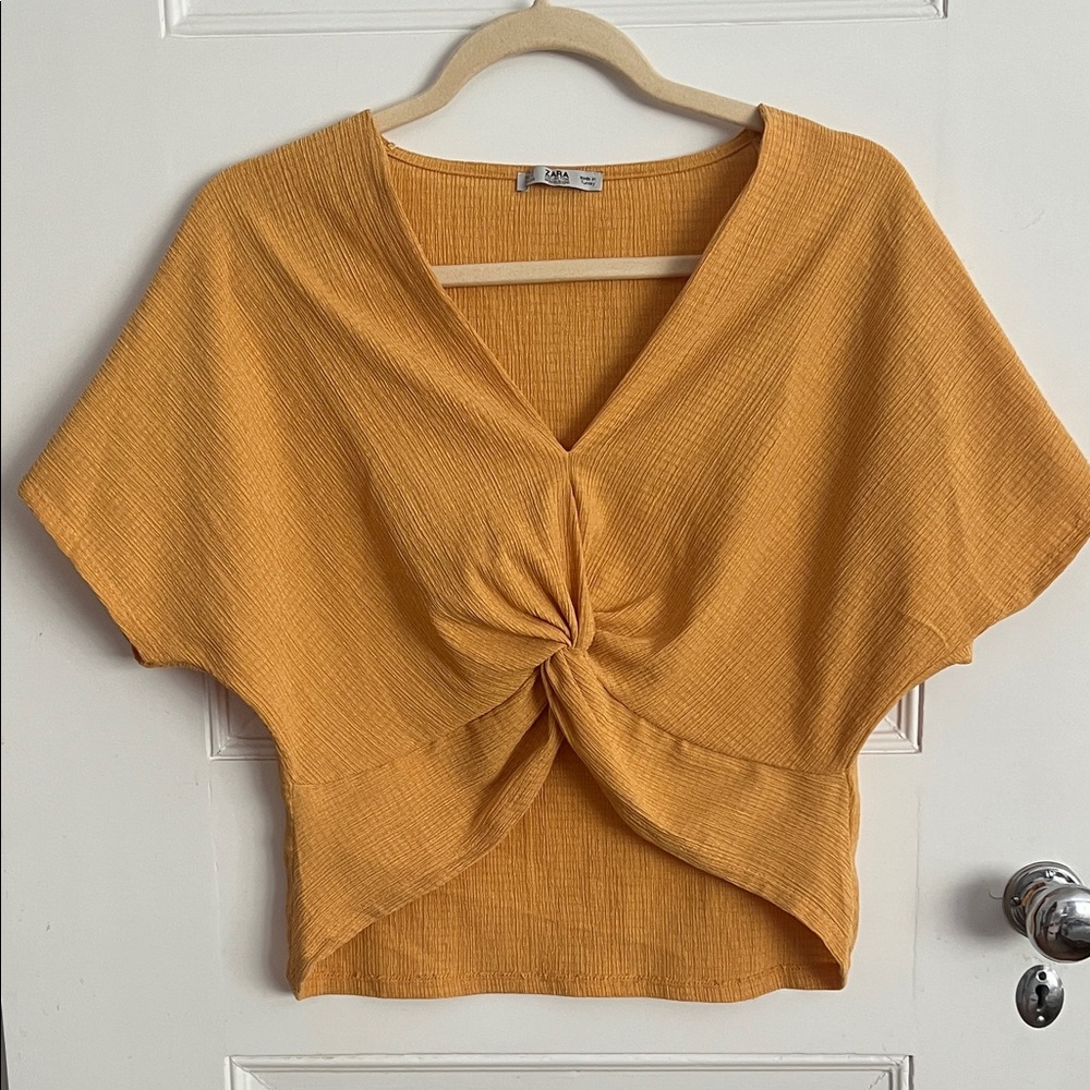 Zara Mustard Twist Front Crop Top